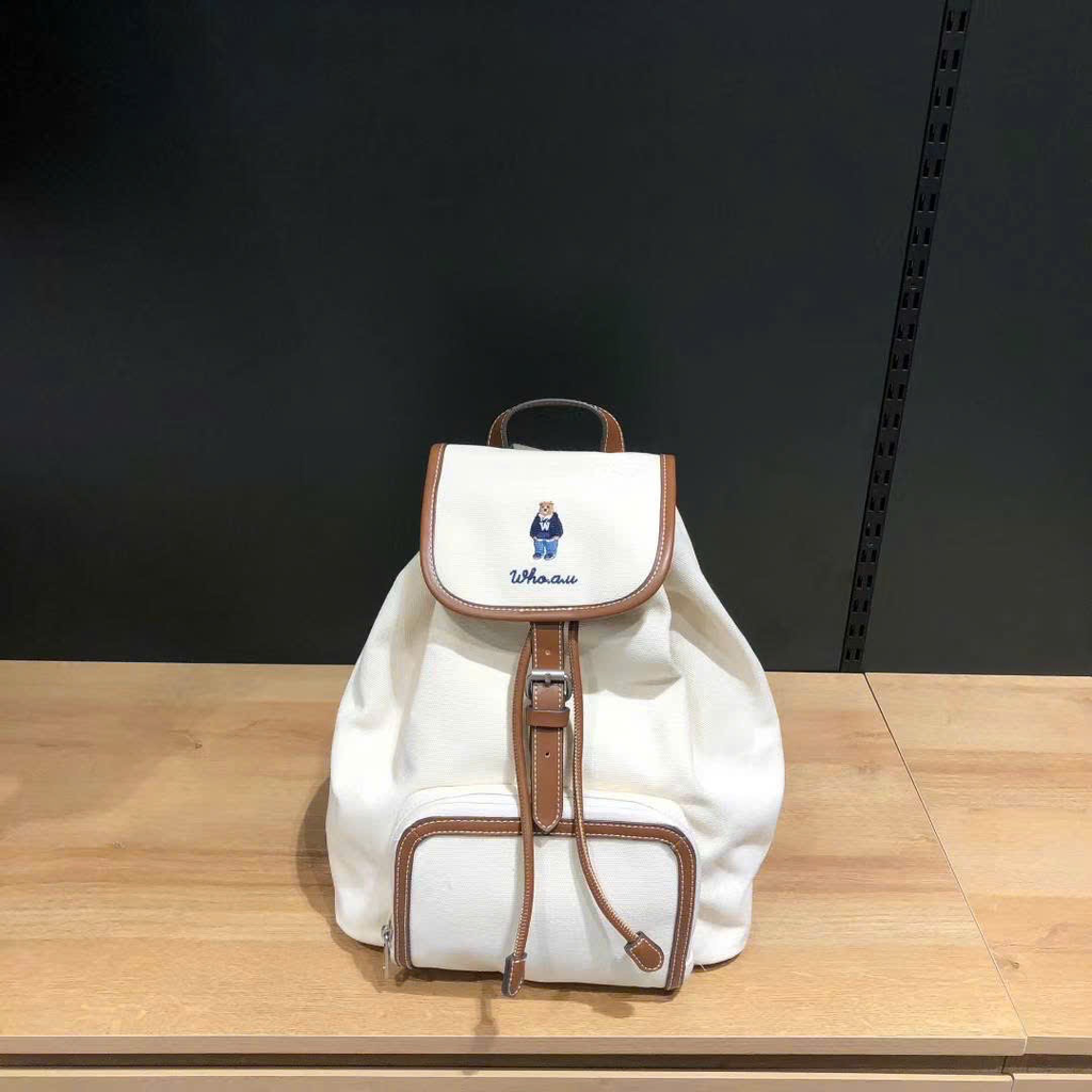 Ba lô WHOAU Canvas Pocket trắng ngà WHBGF3851A