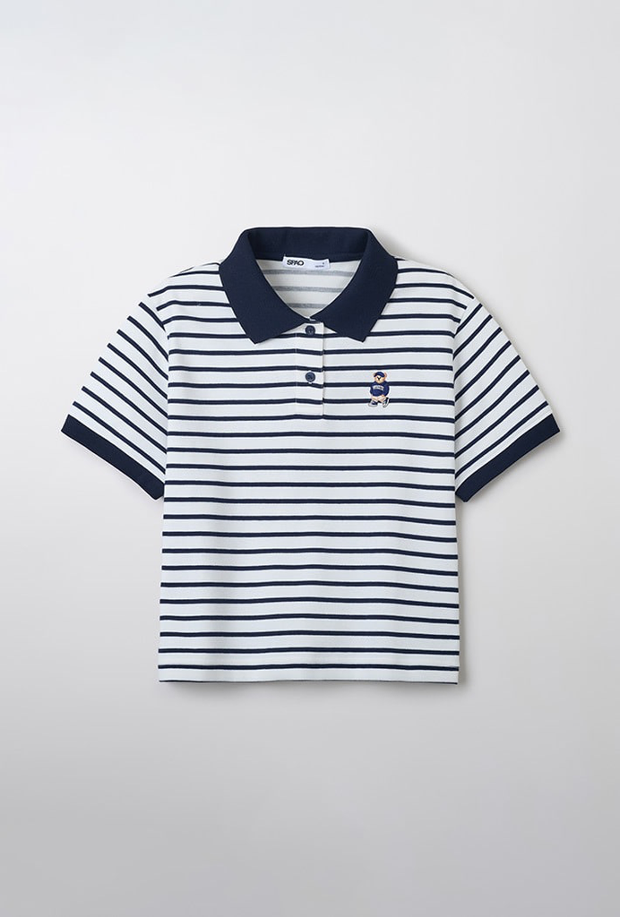 Áo polo crop nữ Spao kẻ sọc