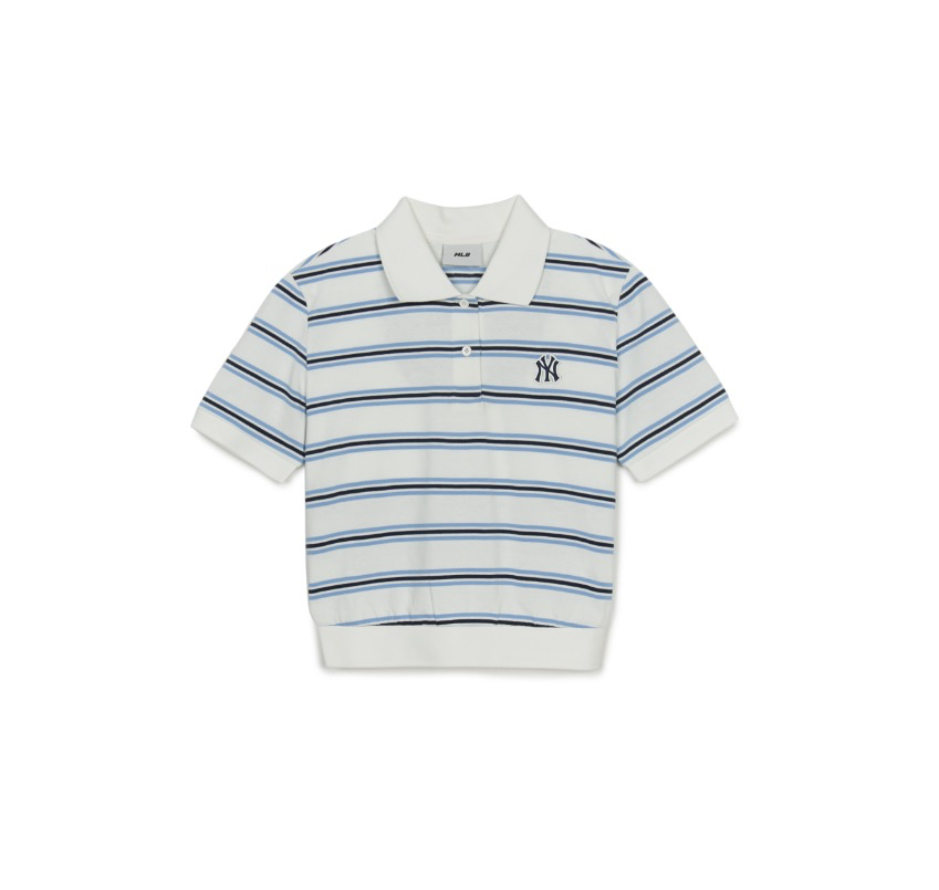 Áo polo crop MLB nữ kẻ sọc