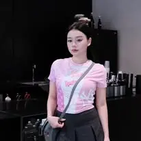 Áo Croptop nữ MLB tay ngắn Monogram Block Slim hồng 3FTSM1743-50PKP